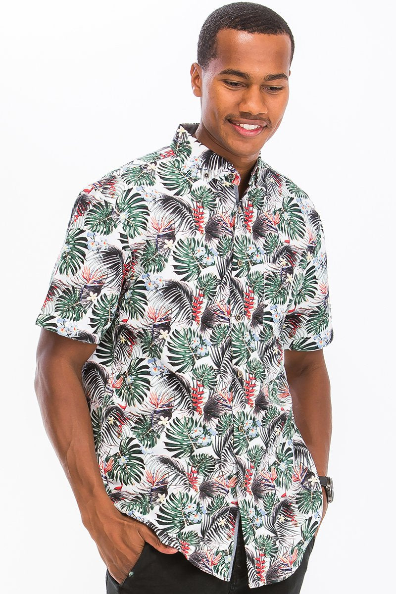 HAWAIIAN PRINT BUTTON DOWN SHIRT - cas7m